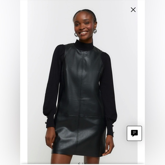 Calvin Klein faux leather A-line dress - Picture 2 of 7